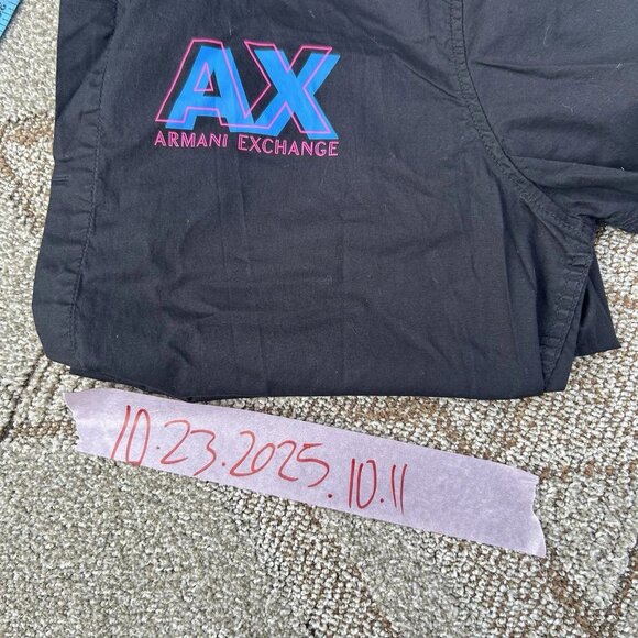 Armani Exchange AX Shirt Men's Mediun Black Button Down Short Sleeve - Picture 11 of 11
